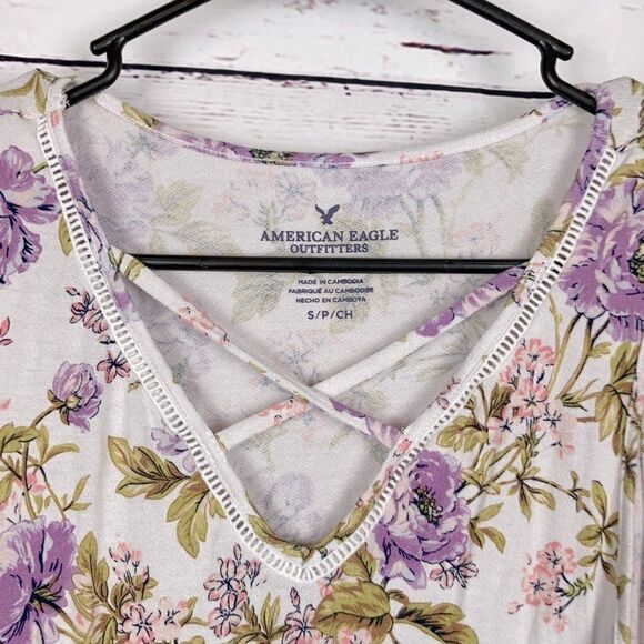 American Eagle Outfitters Floral Criss Cross Tank Top - Picture 3 of 4